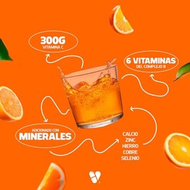 Vitaminik C-FLU | Vitamina C, Zinc y Minerales | Multivitaminico | Grupo PiSA |Vitaminas A, Zinc, Hierro, Cobre, Calcio, | Polvo Efervescente Sabor Naranja | 10 Sobres de 8.8 g c/u