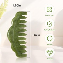 ZGGAZCA 2Pcs Jade Comb Facial Supplies Gua Sha Hair Tool for Scalp Massage Handheld Head Massager Combs for Therapy Jade Brush Massage Tool for Relaxation and Wellness Care