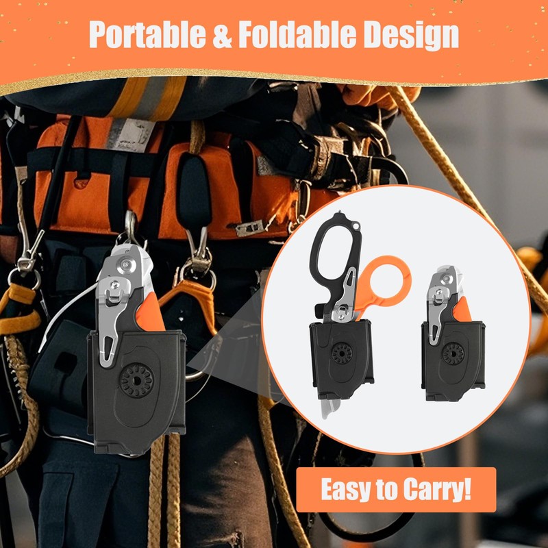 6 in 1 Multi-Function Foldable Trauma Shears with Compatible Holster,