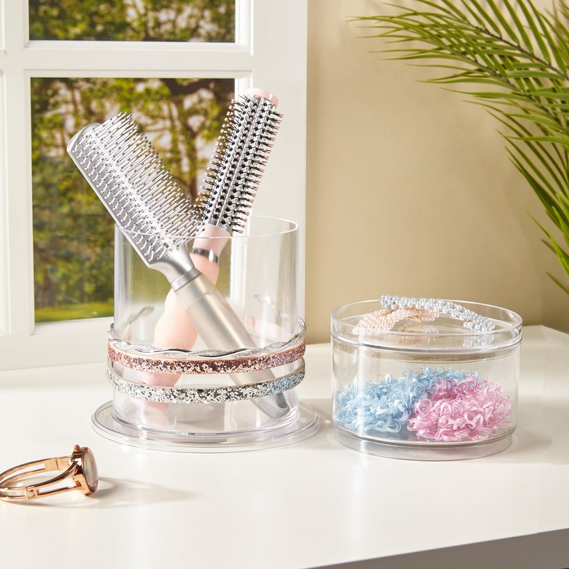 STORi Bella Stackable Clear Plastic Hair Accessory Organizer Set |