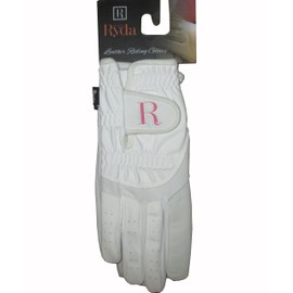 Ryda Bright White Ladies Dressage Competition Horse Riding Gloves (Medium)