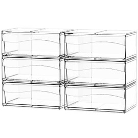 Cq acrylic 6 Pack Acrylic Drawer Organizer and Make Up Organizers and Storage for Makeup Palettes,Cosmetics and Beauty Supplies,Ideal for Glasses,Sunglasses Organizer and Stackable Storage Containers
