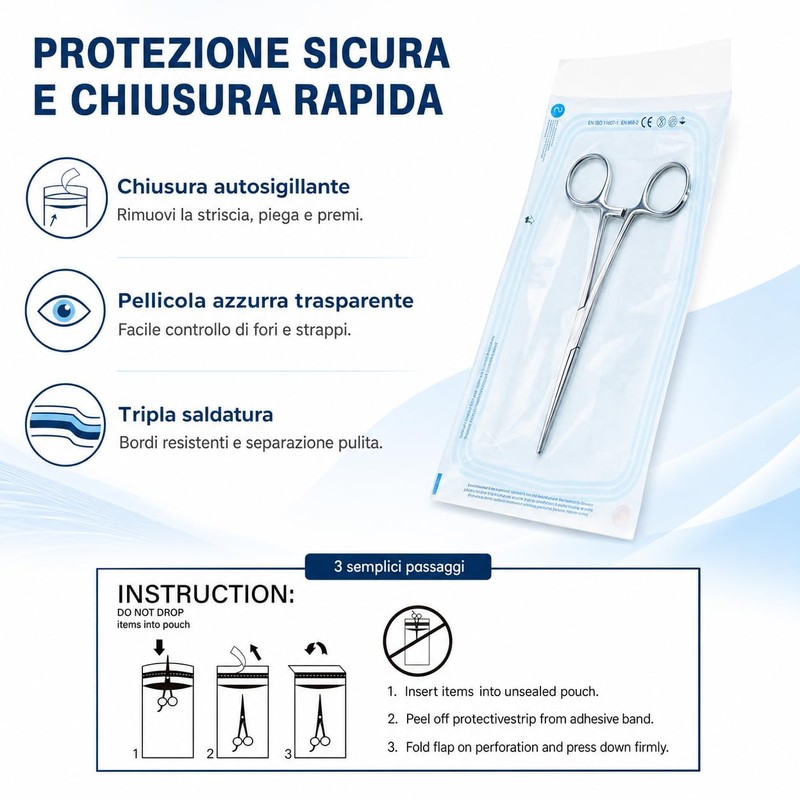 WARRIOR Sterilization Bags, Sterilization Bags, 200 Pieces, Autoclave Bags, Self