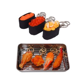 Eesu cos Food Sample Key Holder, Sushi, Fried Food, Scrolls, Realistic Showa Retro Bag, Keys, Key Ring, Choice of Variations