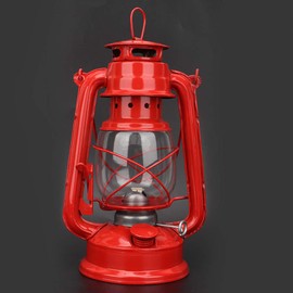 Oil Lamp Burning Lantern, Kerosene Lamp Vintage Kerosene Lamp Iron Lantern Oil Lamp Party Pub Decoration(Red)