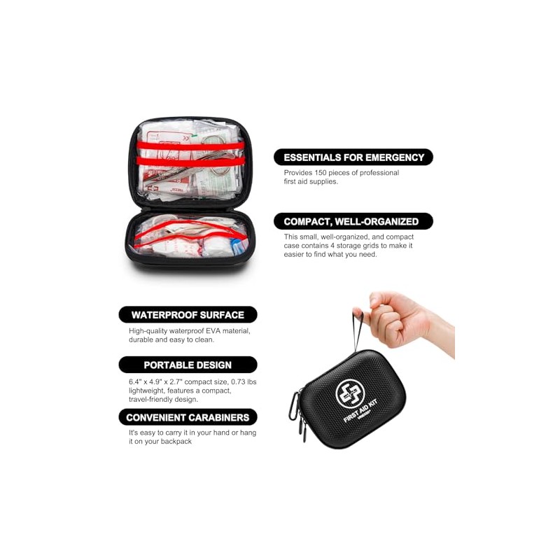150-Piece Mini Waterproof First Aid Kit for Emergencies