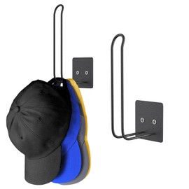 Durmmur 2 Pack Hat Racks for Baseball Caps, Hat Organizer for Baseball Cap, Hat Holder Hat Storage for Baseball Caps, Hat Hanger Strong Adhesive/Wall Drilled for Door,Bedroom,Closet(Black)