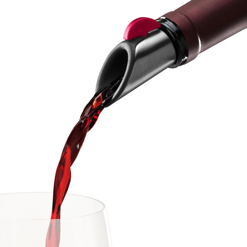 Innovine Wine Pourer and Stopper, Drip-Free Stainless Steel and Silicone