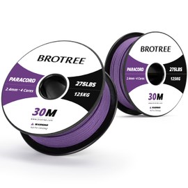 Brotree 275 Paracord 2.4mm Tactical Cord 30M Nylon Rope 4 Strands Parachute Cord for Outdoor, Craft, DIY - 125kg Breaking Load (Purple)