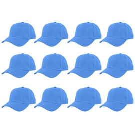 Gelante Plain Blank Baseball Caps Adjustable Back Strap Wholesale LOT 12 Pack- 001-SkyBlue