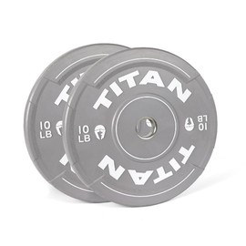 Titan Fitness 10 LB Color EZ-Grip Olympic Bumper Plates, Sold as a Pair, Rubber with Steel Insert, Weightlifting and Strength Training