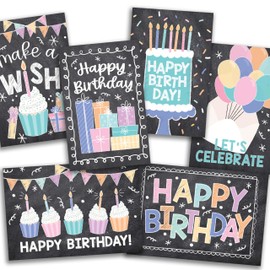 Hadley Designs 24 Happy Birthday Cards Bulk With Envelopes - 4x6 Assorted Birthday Cards With Envelopes, Greeting Card, Chalkboard Bday Card
