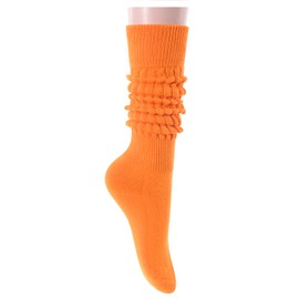sockfun Slouch Socks Orange Knee High Socks, Slouchy Scrunch Scrunchy Scrunchie Scrunched Socks, Tube Socks