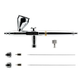 Gaahleri Airbrush Seeker, Dual-Action Gravity Feed with 6-Channel Quick-Release Nozzle, 0.3 & 0.5mm Dual Needle/Nozzle Set, 1/3oz Cup & Ergonomic Calm Island for Model Building Model Painting Art