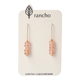 Rancho Hooks - Gold Straight Hook Pink Glass Beads Stacked