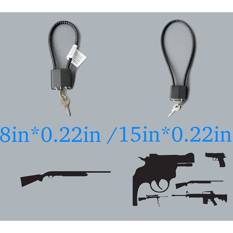 Lockforall Cable Gun Locks with Keys - Keyed Different 15"