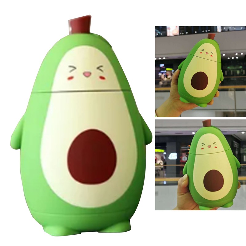 Cartoon Avocado Glass Bottle Double Layer Water Cup Portable Cute