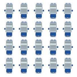 TXWTXPJ-20 Pack LC Duplex Singlemode Fiber Optic Coupler Keystone Jack,LC to LC Duplex Coupler Keystone Jack Modular for Patch Panels and Wall Plates,Surface Mount Boxes-White