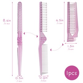 SHIDOW Foldable Travel Comb - Mini Compact Hair Comb for Women & Men, Pocket-Size Wide and Fine Tooth Comb for Purse, Travel, Styling On-the-Go - Purple