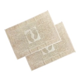 OG-ER OGER Bath Mat Set, 2 Pieces, Terry Cloth Shower Mat, Washable Shower Mat & Bath Mat, 600 g/m² & 100% Cotton, Absorbent & Quick Drying, 50 x 70 cm, Sand Beige