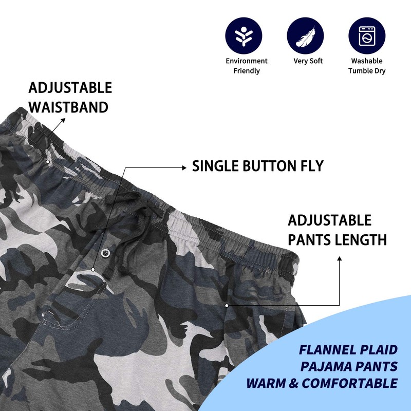 Bintangor Pantalones de pijama para hombre, 100 % algodón, con