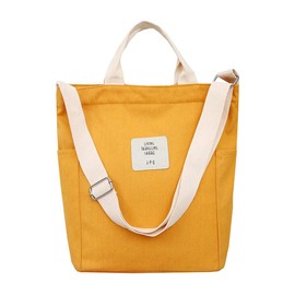 Belsmi Shoulder Bag Canvas Totes Bag Shopping Cotton Crossbody Travel Weekend Handbag Work Bag (Small, Yellow)