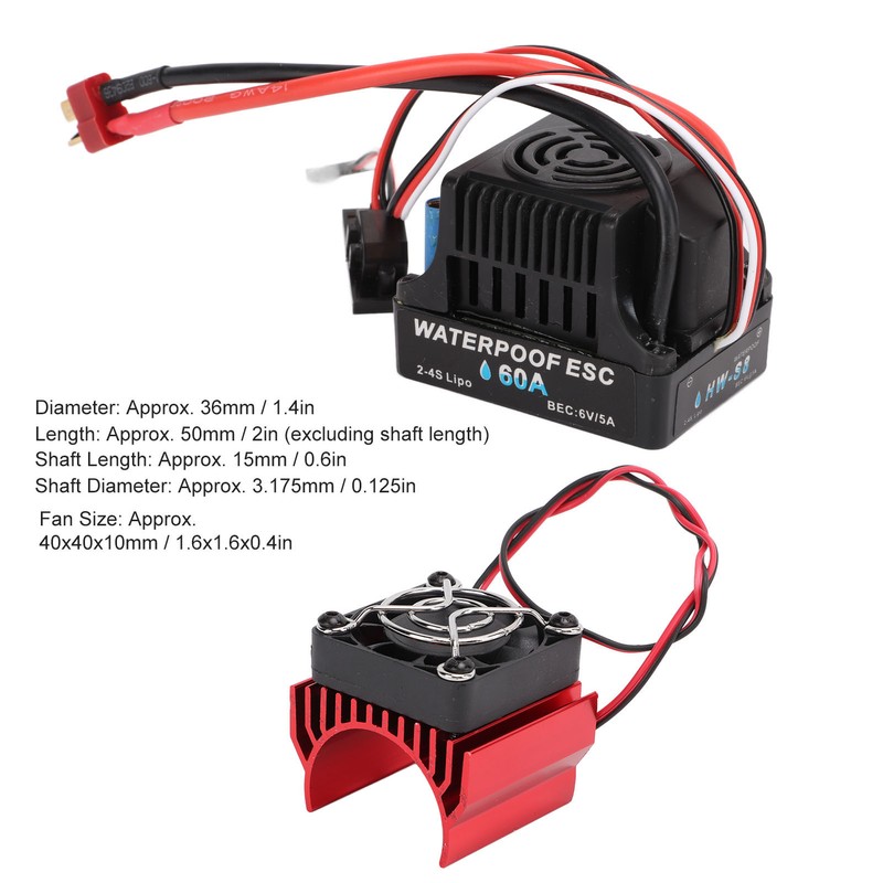 Waterproof RC S3650 5200KV Brushless Motor Set with 60A Brushless