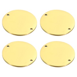 PATIKIL 25 mm Steel Plate, Pack of 4 Metal Stamping Blanks Tags Circle Round Metal Plate Impact Stainless Steel for Laser Engraving Stamping Craft Name Plate, Golden