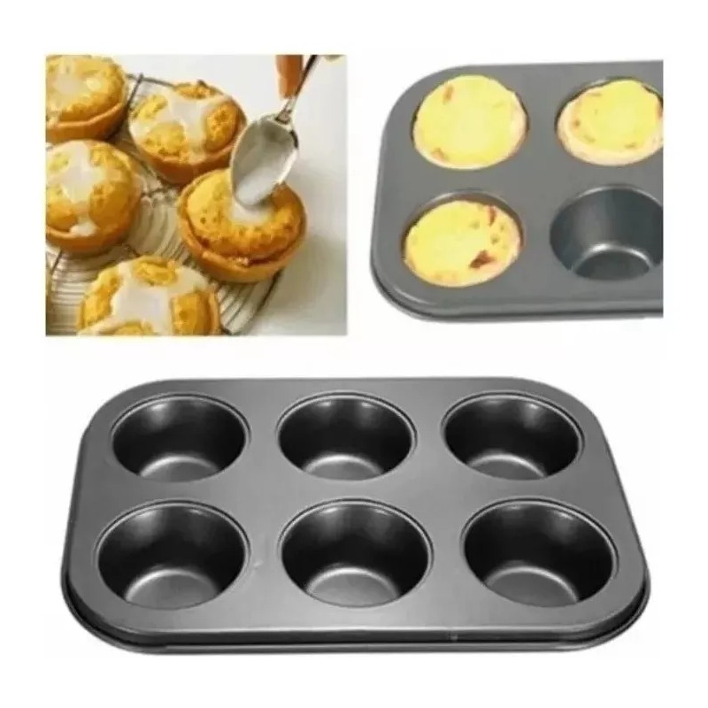 Misorel Charola 6 Cupcake + 12 Moldes De Silicon Hornear