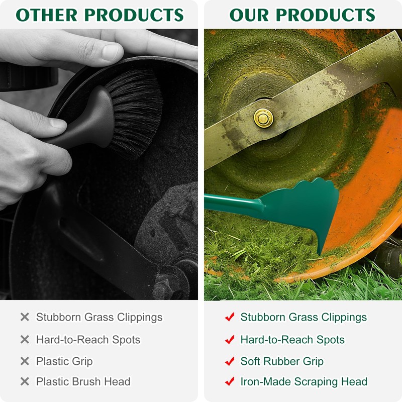 Kivan Base Mower Deck Scraper with Ergonomic Long Handle -