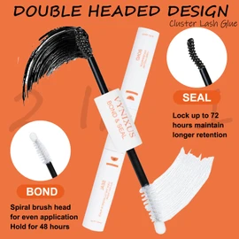 Lash Bond and Seal Eyelash Glue Waterproof Lash Cluster Glue Black Lash Glue VYNIXUS 2-IN-1 Eyelash Bond and Seal Cluster Lash Glue Long Lasting 72H+ DIY at Home