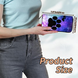 DIGTIALL Women's RFID Blocking Wallet PU Leather Slim Bifold Wristlet Clutch with Large Capacity,16 Card Slots & Zipper Coin Purse Pocket Ladies Travel Purse Wristlet,Dog Paw Print