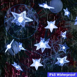 Solar Fairy Lights Outdoor, 100 LEDs, 12 m Star Christmas Tree Lighting, Outdoor IP65 Waterproof Fairy Lights, 8 Modes, Christmas Lighting for Garden, Patio, Trees, Party, Wedding, Christmas (Cold White)