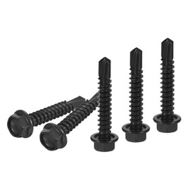 DTGN #12x1-1/4 Hex Washer Head Self Drilling Screws - 50Pack - Good for Machine - 410 Stainless Steel Black Oxide - Self Tapping Sheet Metal Screws
