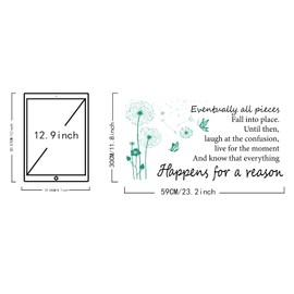 SUPERDANT Spiritual Wall Stickers Inspirational Quotes Wall Decals Dandelion Butterfly Wall Sticker Mental Health Wall Decal Dandelion Quotes Wall Art Sticker for Living Room Bedroom Wall Decoration