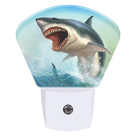 AKKAVNIA Night Light Great White Big Shark Plug-in LED Dusk-to-Dawn Sensor Soft Night Lamp,Suitable for Home Bedroom Bathroom Hallway Stairs