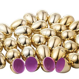 NJN 36 Pcs Golden Metallic Easter Eggs, Plastic Easter Eggs Perfect for Easter Egg Hunt, Surprise Egg, Easter Theme Party Favor, Easter Eggs Hunt, Basket Stuffers Filler, Classroom Prize Supplies