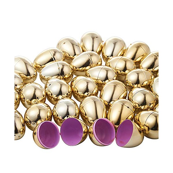 NJN 36 Pcs Golden Metallic Easter Eggs, Plastic Easter Eggs