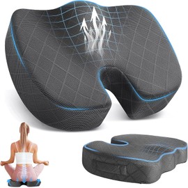 Cojin Ortepedico de Memory Foam para Asientos con Base Antideslizante, Cojín Ortopedico para Silla de Oficina Alivio para Dolor de Ciatica, Espalda y Coxis, Cojin Ergonomico para Silla para Coche