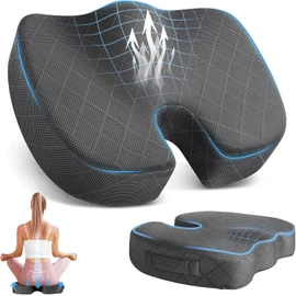 Cojin Ortepedico de Memory Foam para Asientos con Base Antideslizante, Cojín Ortopedico para Silla de Oficina Alivio para Dolor de Ciatica, Espalda y Coxis, Cojin Ergonomico para Silla para Coche