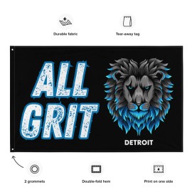 Ridiculous Awesome Designs Lions Banner All Grit Flag Lions Fan Detroit Football Dad Gift Man Cave Decor