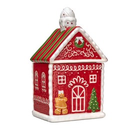 Godinger Cookie Jar, Snack Jar, Fruit Jar, Storage Jar, Porcelain Jar, Gingerbread House Jar – Festive Container Clean, Ideal for Holiday Treats & Gifts