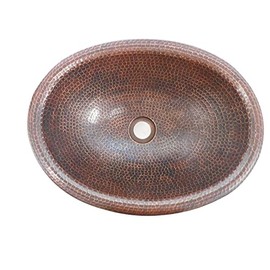 SimplyCopper 16" Rustic Oval Drop In Copper Bathroom Sink in Brushed Sedona