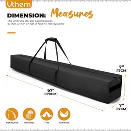 Patio Umbrella Storage Bag 67 Inch Waterproof Oversized Outdoor Beach Umbrella Carrying Bag (Black)