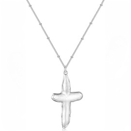 Pearl Cross Necklace for Women Gifts for Christmas Freshwater Natural Chunky Baroque Pearl Necklaces Big Gold Cross Necklace Pearl Christian Gifts for Women Men Trendy Jewelry(YP-9001-03-S)