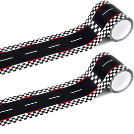 WNINK 2 Rolls Red Race Track Tape, Kids Race Car Stickers, Race Car Track Decorations, 2.4 Inch Wide, 2 X 33 FT Long, Easy Tear, No Residue for Kids Birthday Gift and Racing Party Decoration