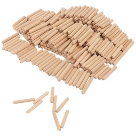 KEILEOHO 1000 Pieces 1/4 x 1.5 Inch Wood Dowel Pins, 6 x 40 mm Ribbed Wooden Dowel Pins with Beveled Ends, Wooden Dowels for Furniture, Art Projects