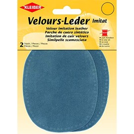 Kleiber Imitation Suede Leather Sew on Knee/Elbow Patches – Oval-12.5cm x 10cm-Powder Blue