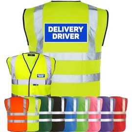 Corporate Togs DELIVERY DRIVER Hi-Visibility Safety Vest with 2 Band & Brace Reflective Strips, Fully EN471 Health & Safety Compliant Vest | Protective Safety Wear