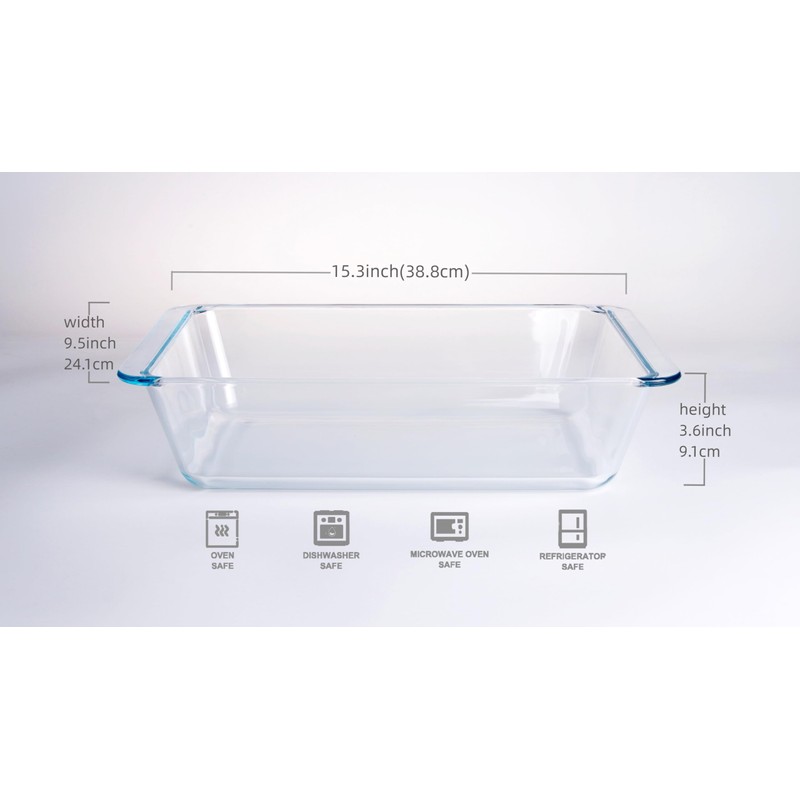 Deep Clear Glass Baking Dish, Rectangular Tempered Glass Baking Pan,